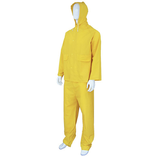Bộ quần áo mưa PVC làm việc nặng màu vàng