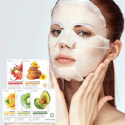 Nature Fruit Plant Aloe Avocado Rose Hydrogel Whitening Moisturizing Facial Mask with Vitamin C