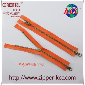 #5 Two Way Open End Metal Zippers with Antique Brass Teeth