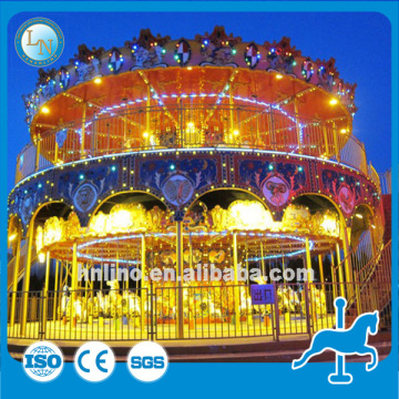 Amusement park christmas kids double decker carousel outdoor for 48 people