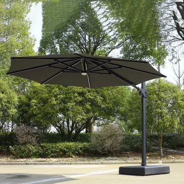Custom Commercial Large Size Solar-Powered Cantilever Patio Umbrella
