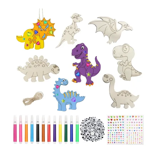 Unfinished Wooden Dinosaur Cutouts: DIY Craft Supplies for Ornaments