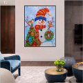 Muñeco de nieve de Navidad con árbol de navidad pintura de diamante