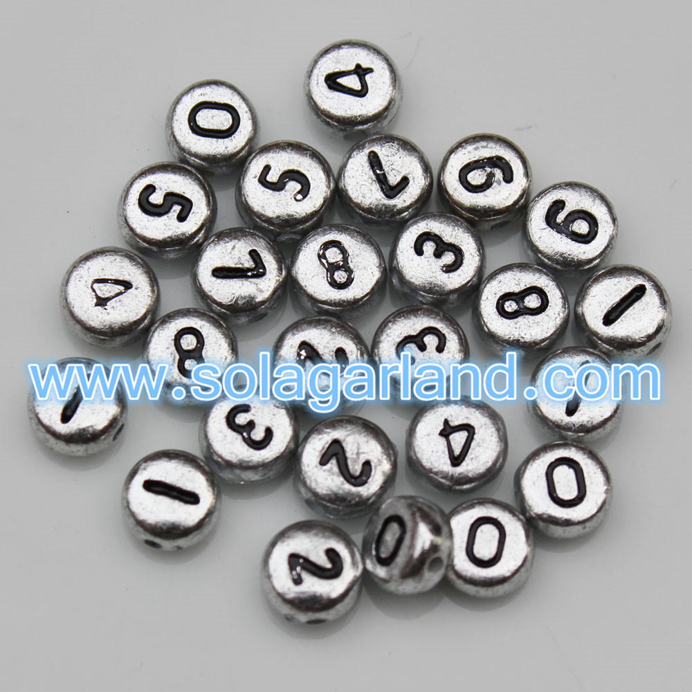 4*7MM Acrylic Digit Coin Round Beads