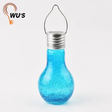 2017 new product solar crackle hanging glass bottle lights glass balls lamp