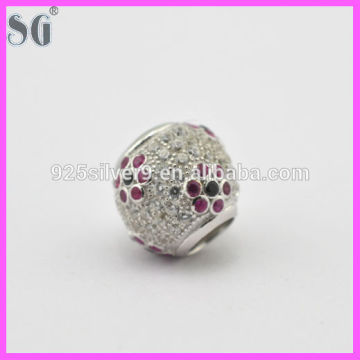 nickle & lead free 925 original wholesale sterling charms with colourful stone inlayed