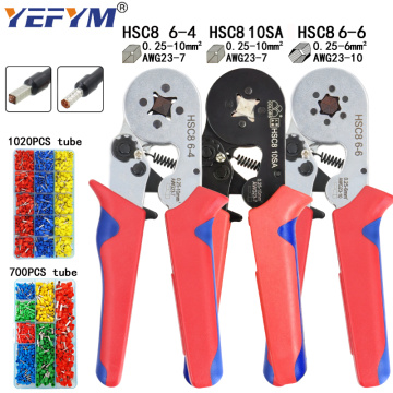 Tubular terminal crimping tools mini electrical pliers HSC8 10SA/6-4 0.25-10mm2 23-7AWG 6-6 0.25-6mm2 high precision clamp sets