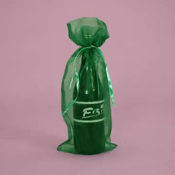 Wine Packaging Green Organza Gift Bags With Drawstring