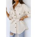 Solid Color Hooded Sweatshirts Women's Winter Trench Coats Lapel Outwear Supplier