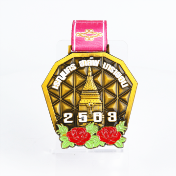 Custom golden enamel flower medals