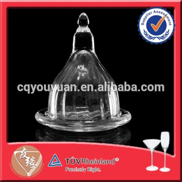 Food Grade Machine Made Clear Glass Mini Cake Stand With Dome