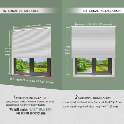 ZSHINE Customizable Cordless Cellular Shades: Full Blackout, Heat Insulating Honeycomb Blinds