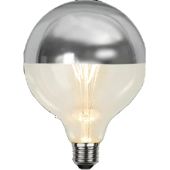 Dimmable Half Silver Mirror E26/E27 LED Filament G125 Bulb 120V/220V No Flicker