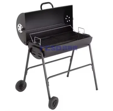 Black Heavy Duty Cast Iron Cylinder Barrel Oil Drum Smoker Portable BBQ Smoker Grill Commercial for Outdoor