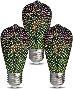 3D Star Decoration Fireworks E27 E26 Led Light Bulb Colorful Led Christmas Firework Glass Bulb 3D Firework Light Bulb