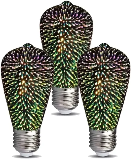 3D Star Decoration Fireworks E27 E26 Led Light Bulb Colorful Led Christmas Firework Glass Bulb 3D Firework Light Bulb