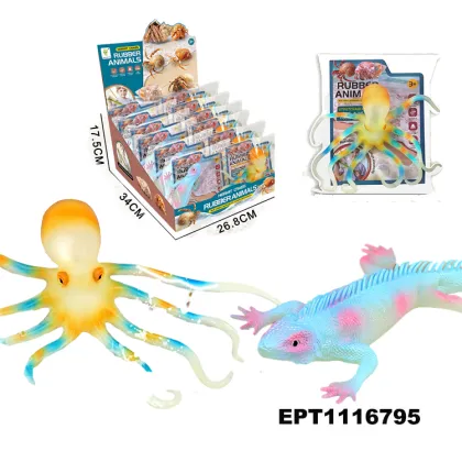 Soft Rubber Animal Decompression Toys: Snail, Hermit Crab, Squid, Frog, Lizard, Octopus