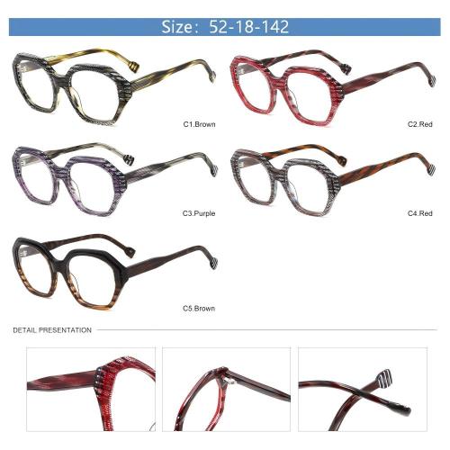 Textured Layered Acetate Octagonal Optical Glasses ME2047