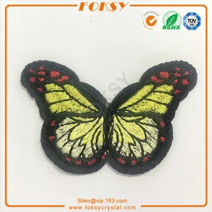 Blue butterfly hotfix embroidery patch