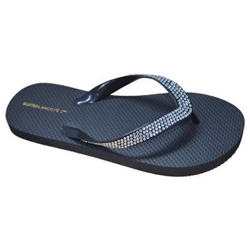 Women's flip flop with PVC strap and PE sole, 36-41#, comfortable with decoration