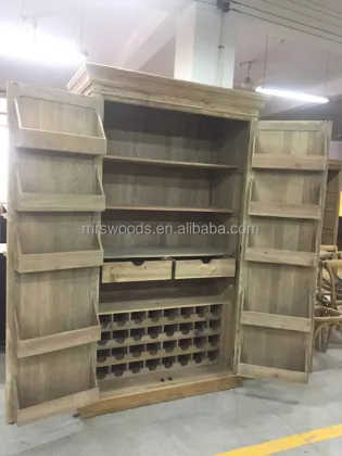 Modern Luxury Living Room Furniture Sets with Reclaimed Elm Wine Rack Cabinet by Mrs. Woods