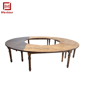 Luxurious Rustic Teak Serpentine Farm Dining Table for Hotels and Weddings