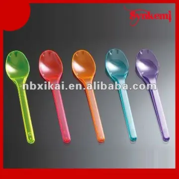 Disposable colored plastic ice cream spoons