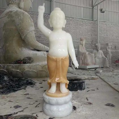 Large Chinese garden marble and jade sitting buddha statue