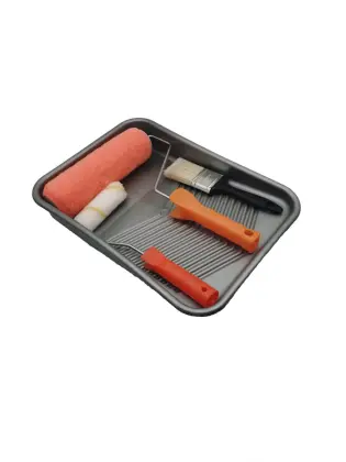 Paint roller set with paint tray