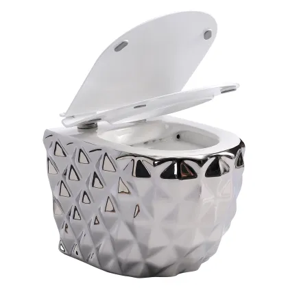 Silver Rimless Wall Hung Bathroom Toilet Bowl