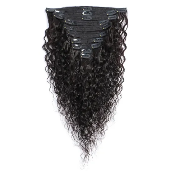 Brazilian Water Wave Peruvian Clip In Hair Extension 100% Cuticle Aligned Human Hair Water Wave Clip In Extensions