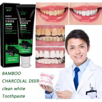 Natural bamboo charcoal toothpaste whitens teeth