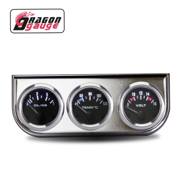 DRAGON GAUGE Car Instrument Cluster 3in1 Voltmeter Water Temp Oil Pressure Meter