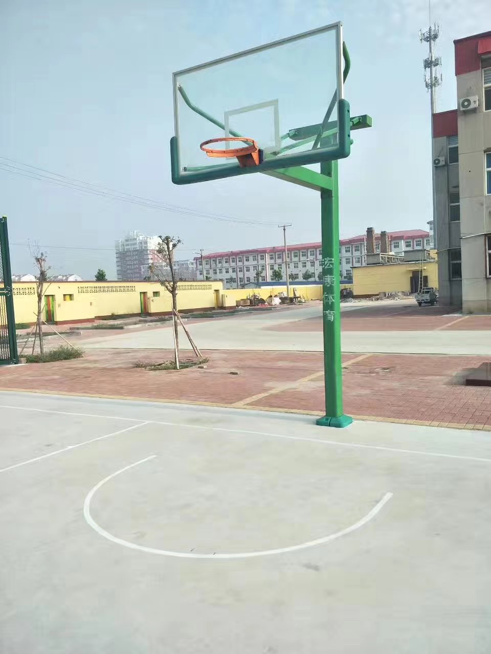 Fixed inground basketball hoop Stand for school