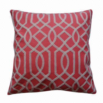 Decorative Linen Embroidery Cotton Pillow, Measures 45x45cm
