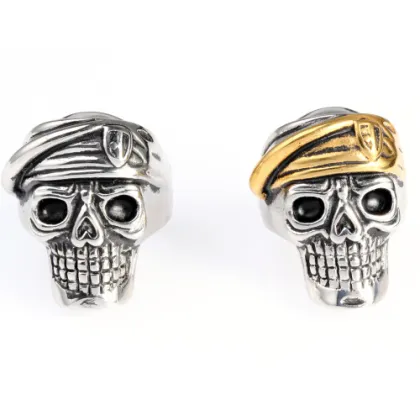Sterling silver engraved skull ring men