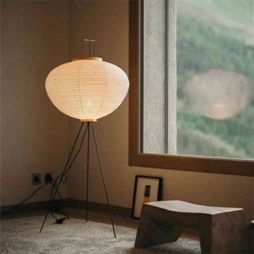 Sofa ruang tamu Eropah Utara bergaya postmodern dengan lampu lantai kayu