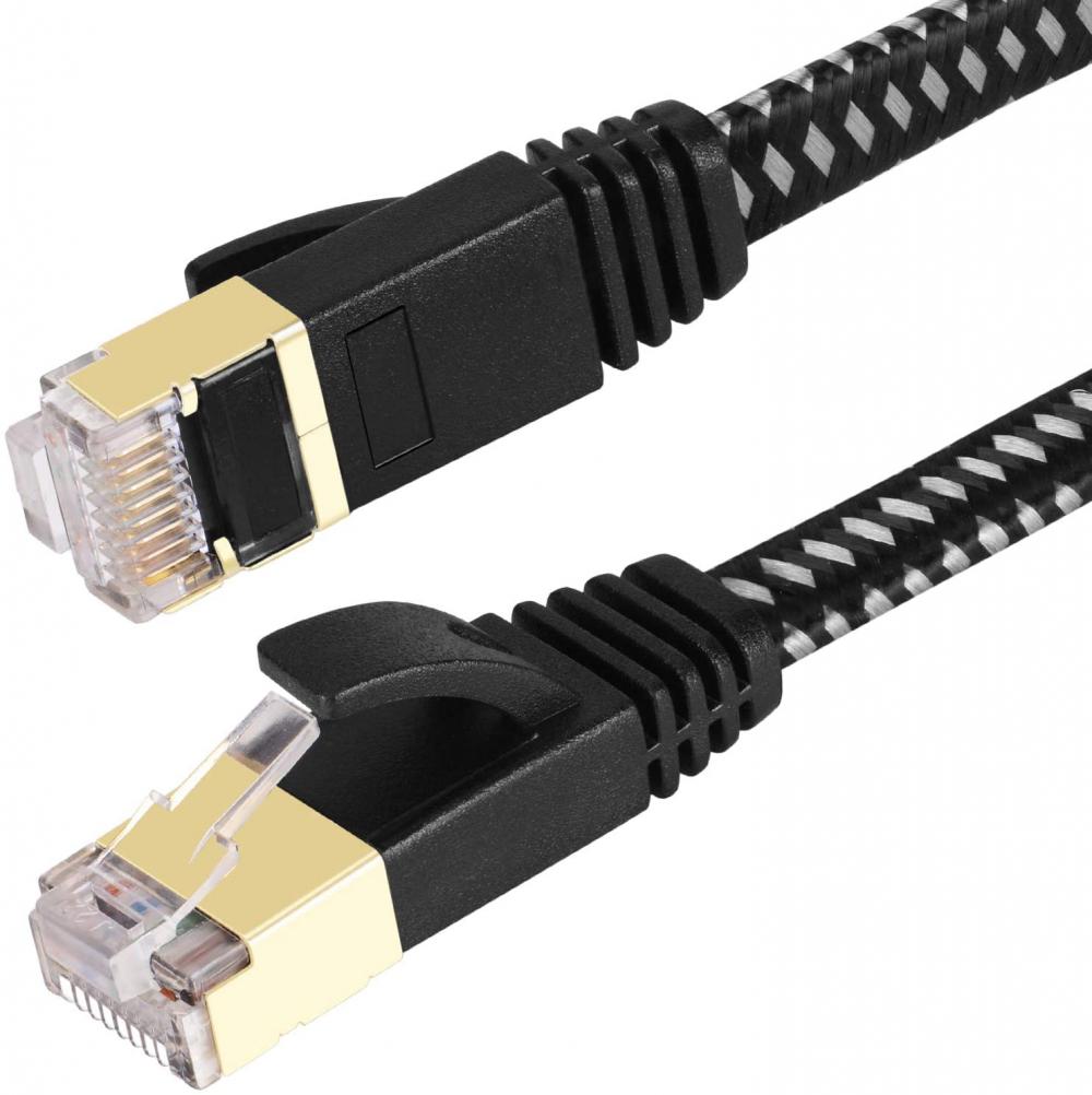 Nylon Braided Shielded Cat 7 Ethernet Cable Flat