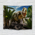 Tapeçaria de dinossauro Tiranossauro Selvagem Anicient Animais Pendurado na parede Tropical Rain Forest Jungle Natural 3D Cobertor de parede para criança