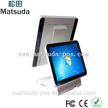High quality touch screen payment kiosk with 12 inch customer display and printer, cash drawer