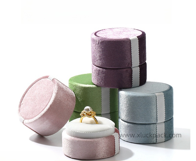 OEM LOGO Jewellery Oval Ring Cases Velvet Boxes