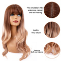 Fashion Ombre Brown Long Water Wavy Synthetic Wig