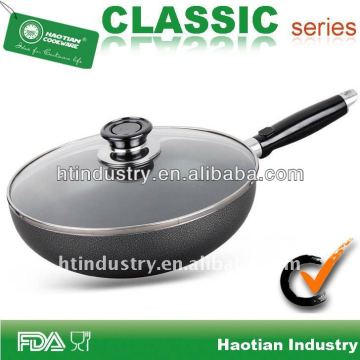 Black Aluminum Nonstick Wok with lid