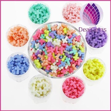 12.35x16x4.6mm cross mix color acrylic loose beads