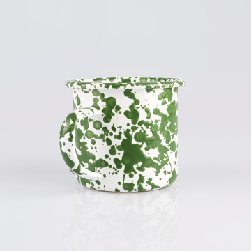 Artistic Green and White Speckled Bumped Design Enamel Coffee Mug Metal Drinking Outdoor Camping Cups Cookware Set