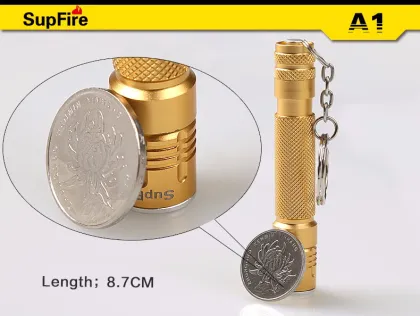 Micro keychain golden aluminum alloy LED flashlight SupFire A1