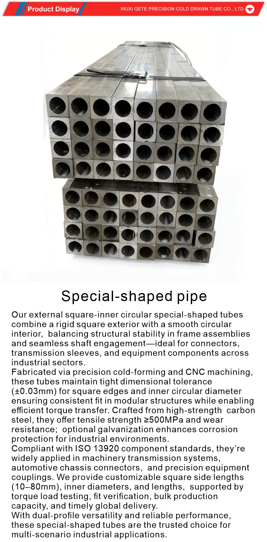 Square Section Steel Pipe Internal Round