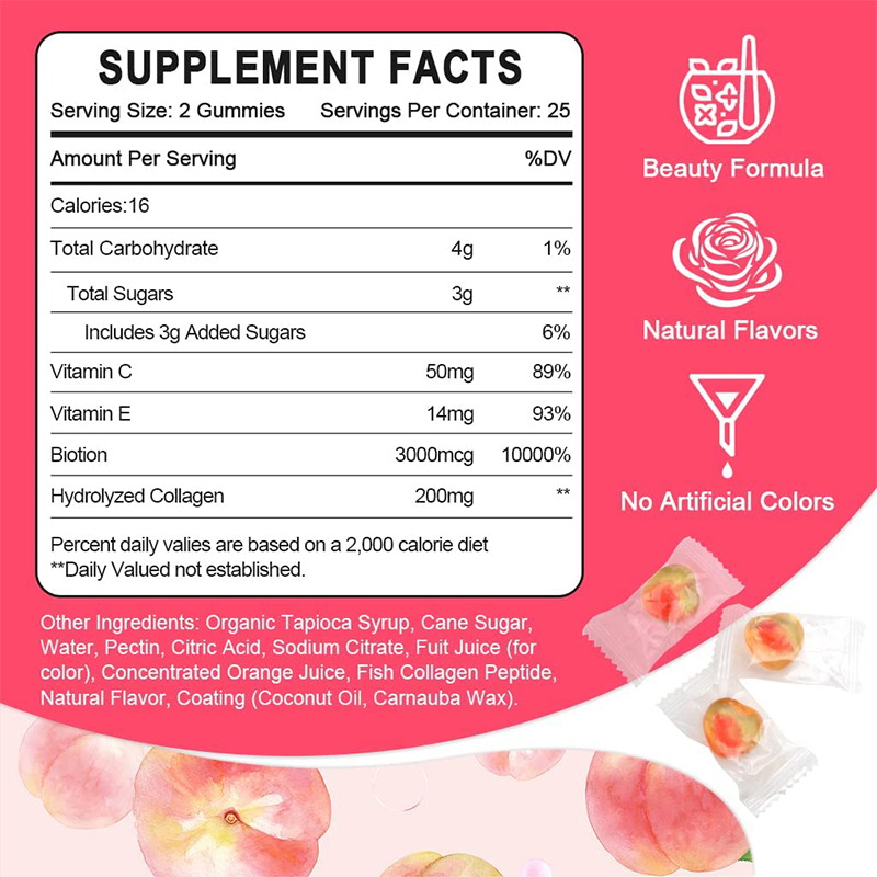 OEM/ODM Vegan Gummies with Vitamin Gummies gluten free collagen hair gummies for Support Body