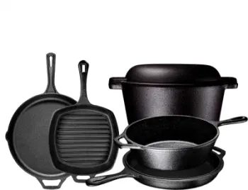 Cast Iron Pots Pans Double Skillet Outdoor Camping Cookware Dutch Oven