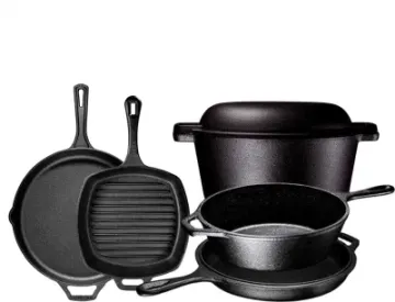 Cast Iron Pots Pans Double Skillet Outdoor Camping Cookware Dutch Oven
